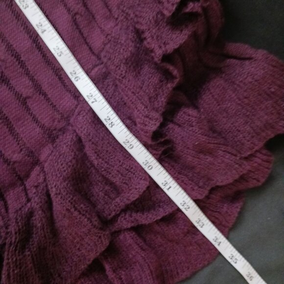 NEW Taylor Petites Cable Knit Ruffled Mini Sweaterdress, Large Petite, Fig - Picture 14 of 14